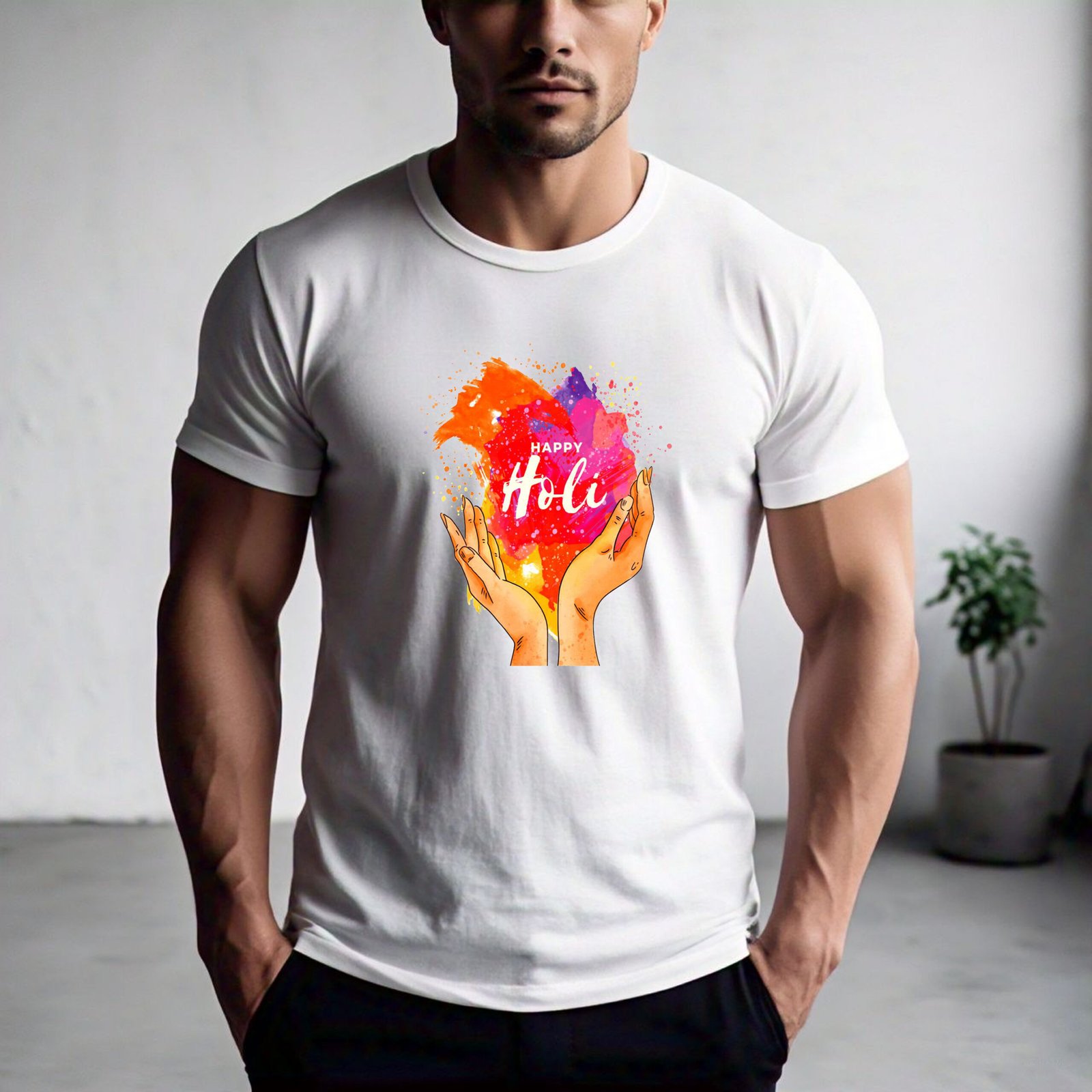 Happy Holi Handprint Color Splash T-Shirt