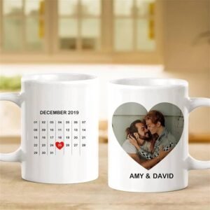Date & Heart Photo Mug