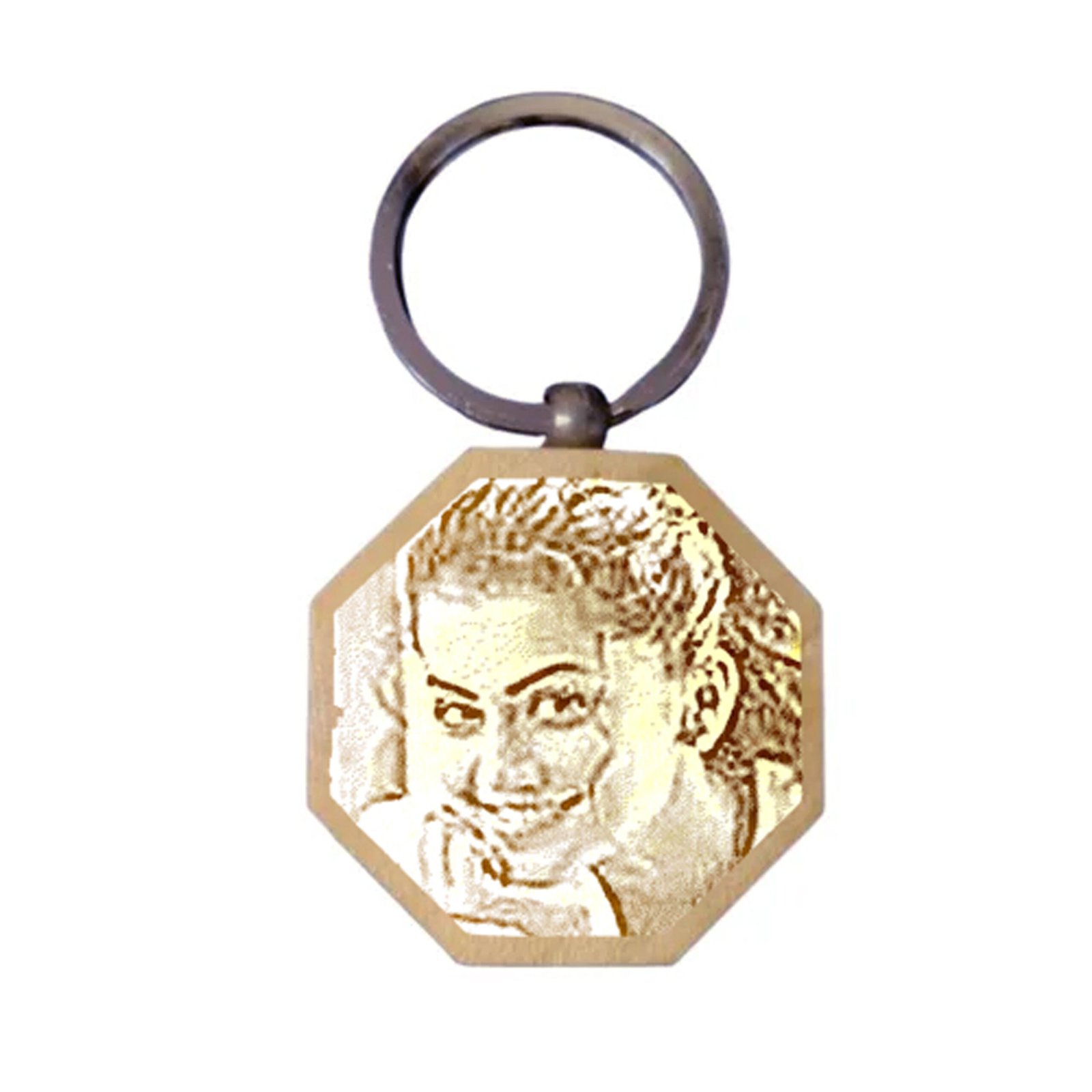 Engraved Octagonal Keychain